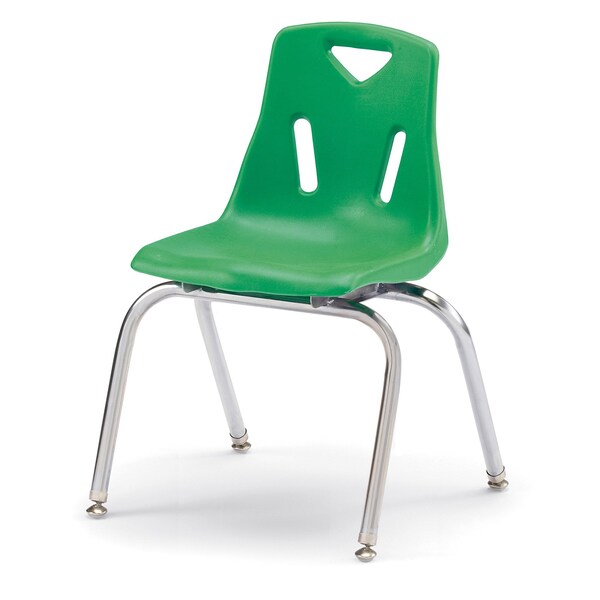 Berries Stacking Chairs with Chrome-Plated Legs, 16 in. Ht, Set of 6, Green